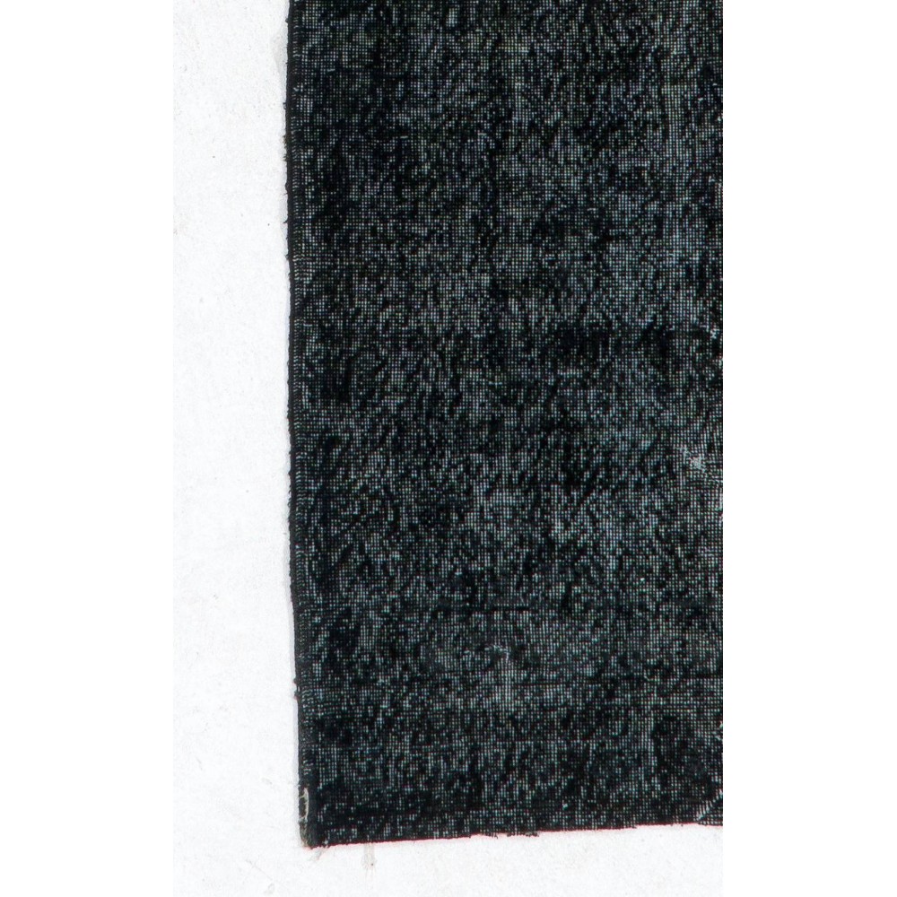 Decorative Upcycled Handmade Turkish Rug in Solid Black Color