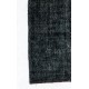 Decorative Upcycled Handmade Turkish Rug in Solid Black Color