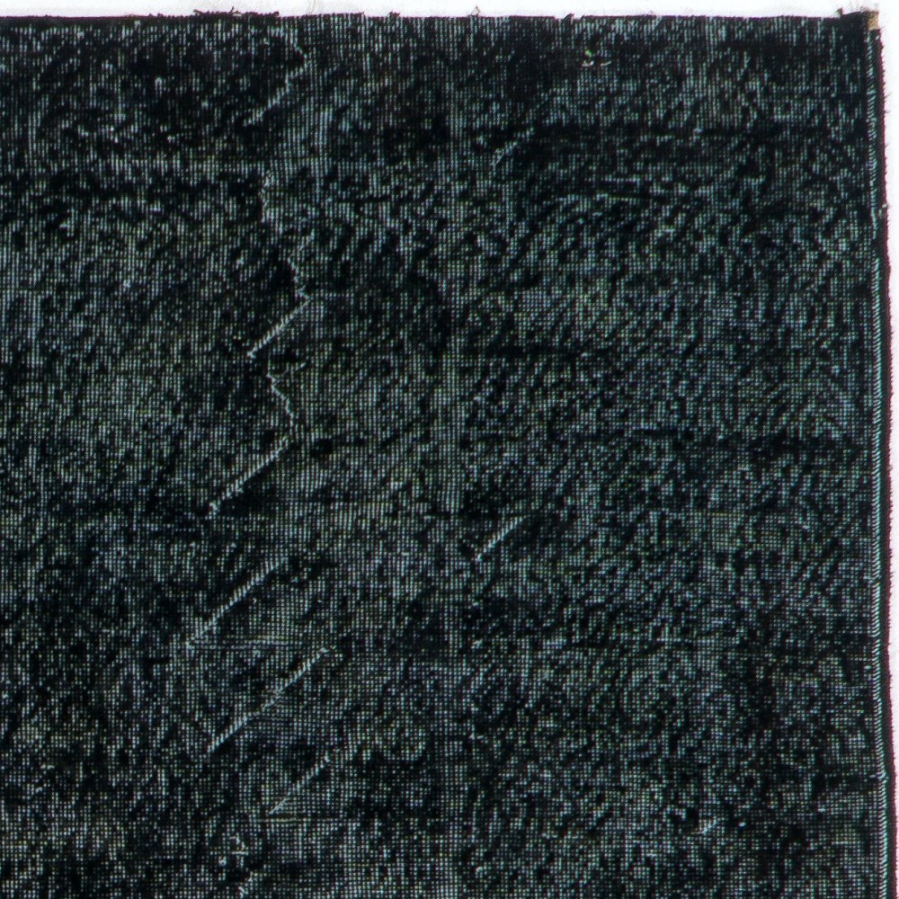 Vintage Handmade Turkish Area Rug Over-Dyed in Black for Modern Interiors