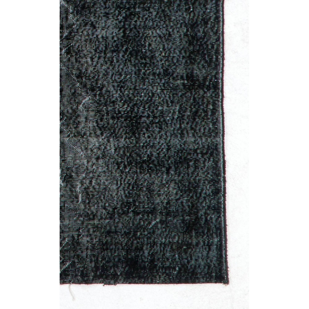 Decorative Upcycled Handmade Turkish Rug in Solid Black Color