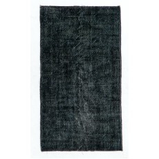 Vintage Handmade Turkish Area Rug Over-Dyed in Black for Modern Interiors
