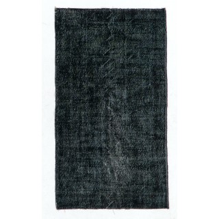 Vintage Handmade Turkish Area Rug Over-Dyed in Black for Modern Interiors