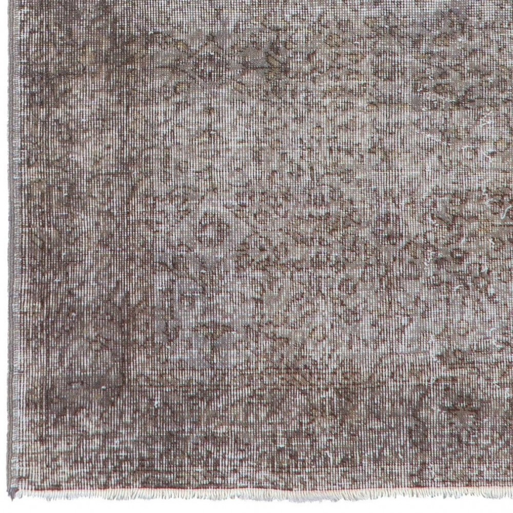 Gray Color Overdyed Handmade Vintage Turkish Rug