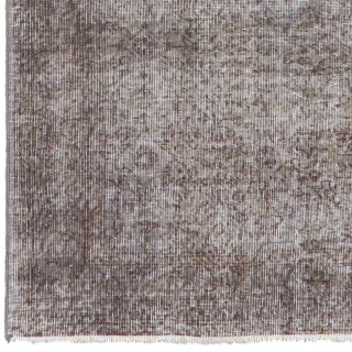 Gray Color Overdyed Handmade Vintage Turkish Rug