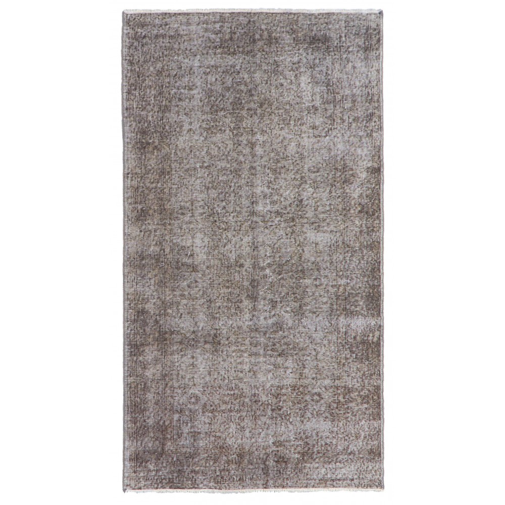 Gray Color Overdyed Handmade Vintage Turkish Rug