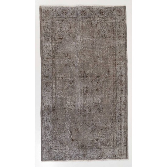 Gray Color OVERDYED Handmade Vintage Turkish Rug