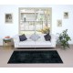 Handmade Turkish Plain Black Wool Rug, Ideal for Contemporary Interiors