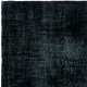 Handmade Turkish Plain Black Wool Rug, Ideal for Contemporary Interiors