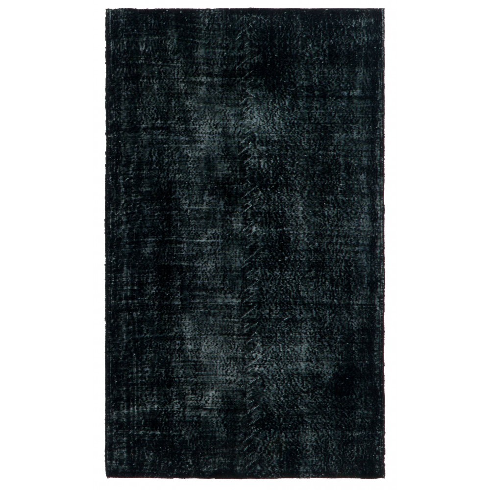 Handmade Turkish Plain Black Wool Rug, Ideal for Contemporary Interiors