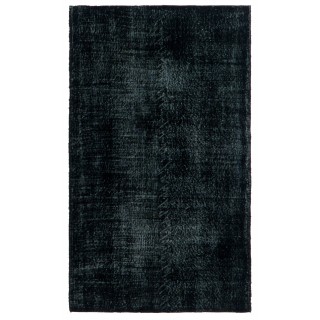 Handmade Turkish Plain Black Wool Rug, Ideal for Contemporary Interiors