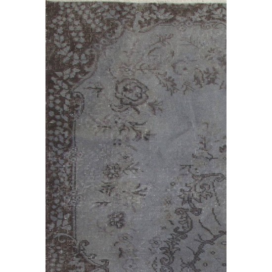 Gray Color OVERDYED Handmade Vintage Turkish Rug