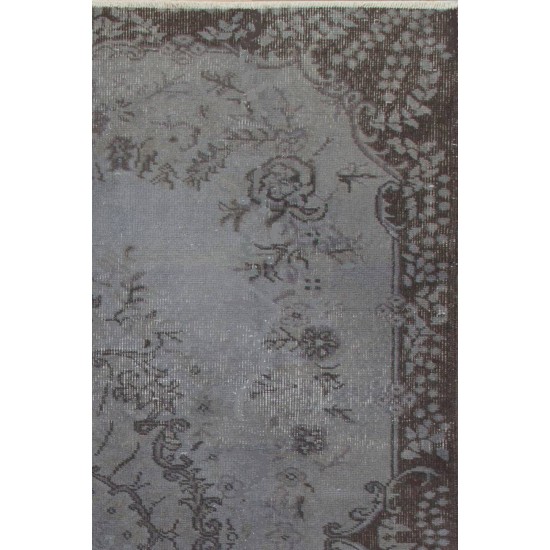 Gray Color OVERDYED Handmade Vintage Turkish Rug