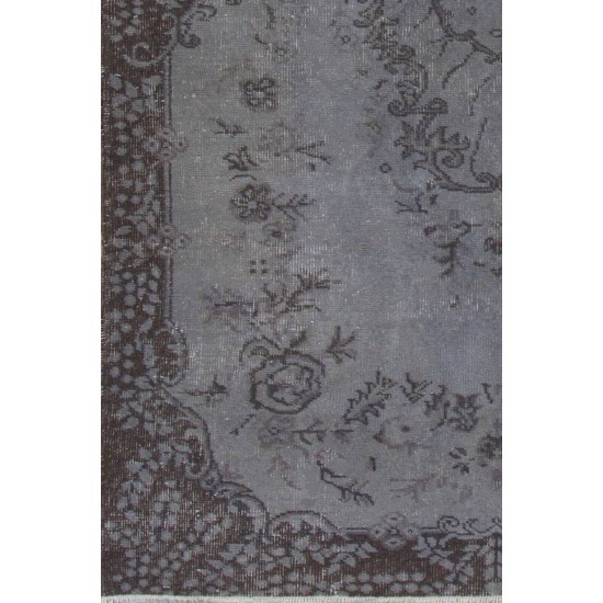 Gray Color OVERDYED Handmade Vintage Turkish Rug