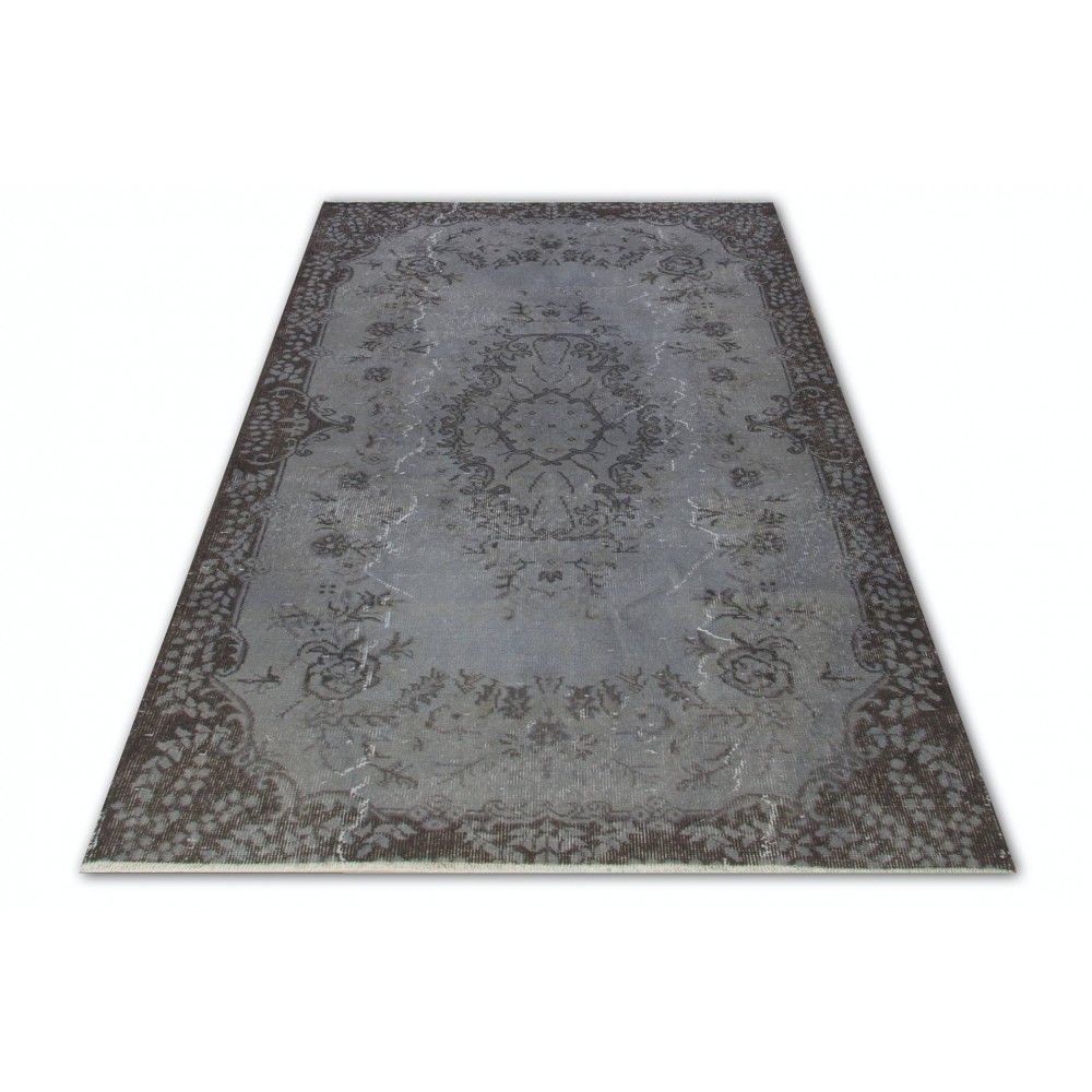 Contemporary Handmade Turkish Area Rug in Gray Color