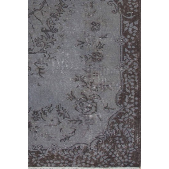 Gray Color OVERDYED Handmade Vintage Turkish Rug