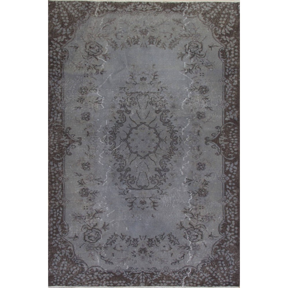 Contemporary Handmade Turkish Area Rug in Gray Color