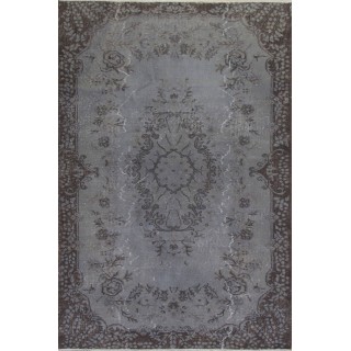 Contemporary Handmade Turkish Area Rug in Gray Color