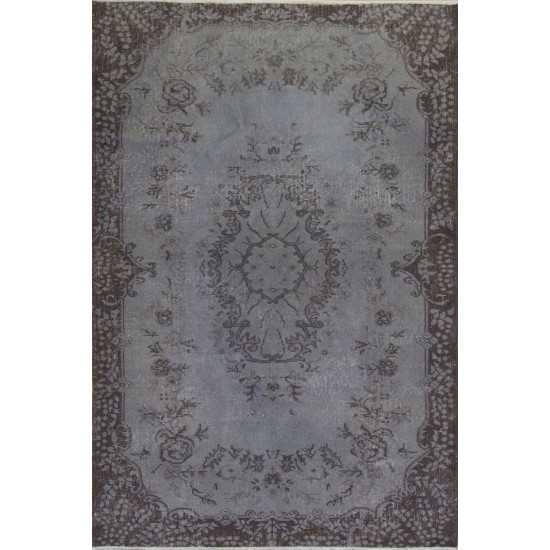 Gray Color OVERDYED Handmade Vintage Turkish Rug