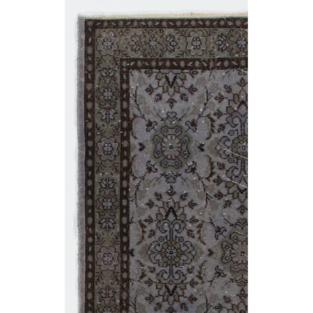 Modern Handmade Upcycled Turkish Rug in Gray Color