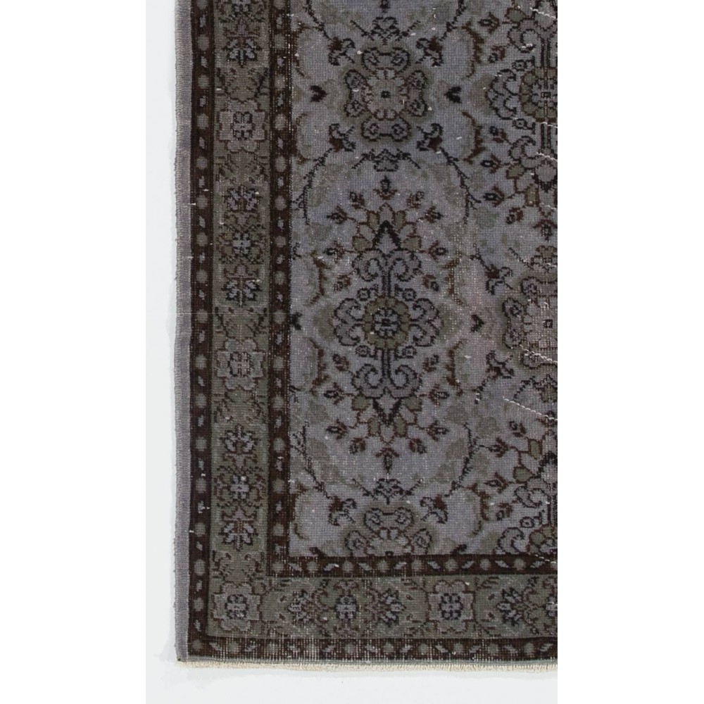 Modern Handmade Upcycled Turkish Rug in Gray Color