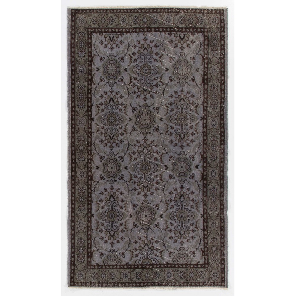 Modern Handmade Upcycled Turkish Rug in Gray Color