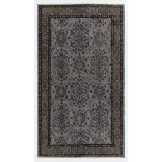 Modern Handmade Upcycled Turkish Rug in Gray Color