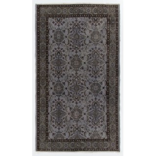 Modern Handmade Upcycled Turkish Rug in Gray Color