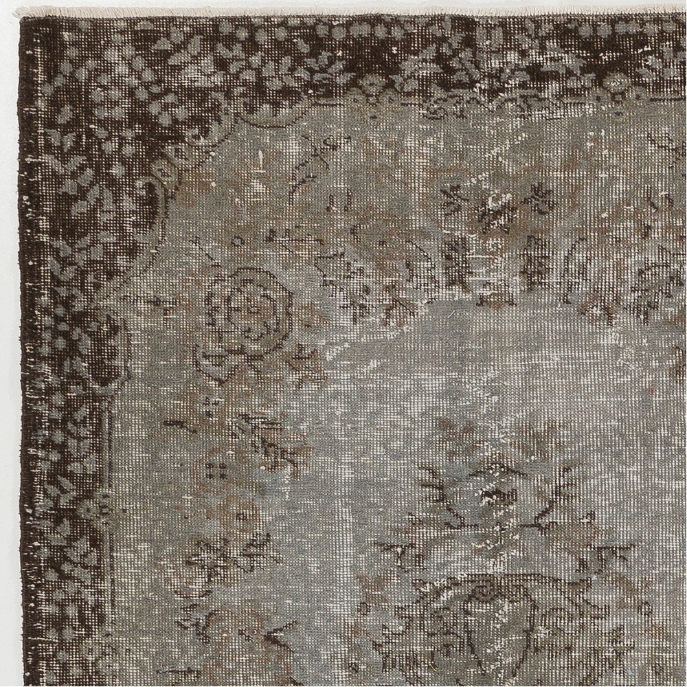 Modern Handmade Upcycled Turkish Rug in Gray Color