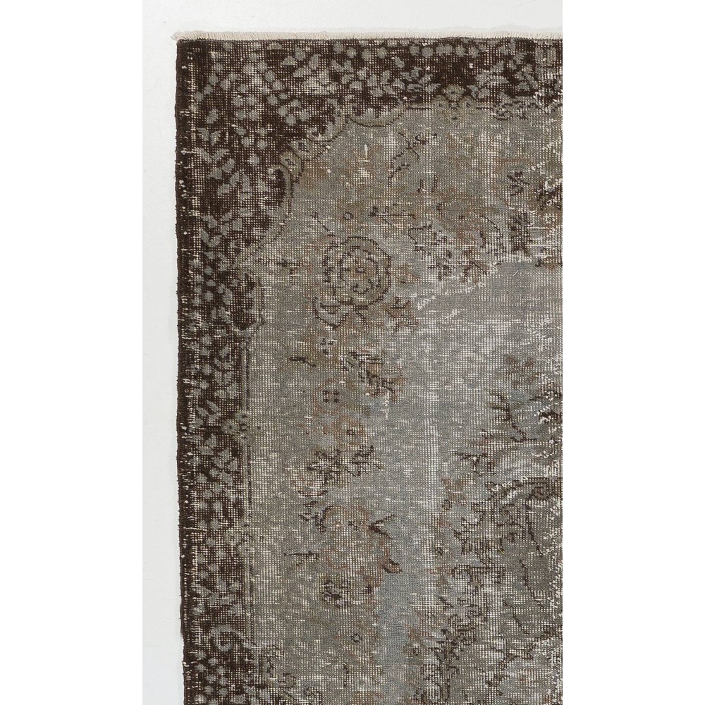 Modern Handmade Upcycled Turkish Rug in Gray Color