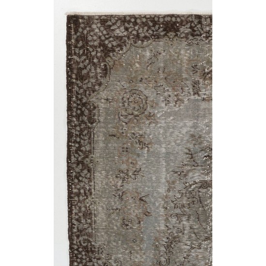 Gray Color OVERDYED Handmade Vintage Turkish Rug