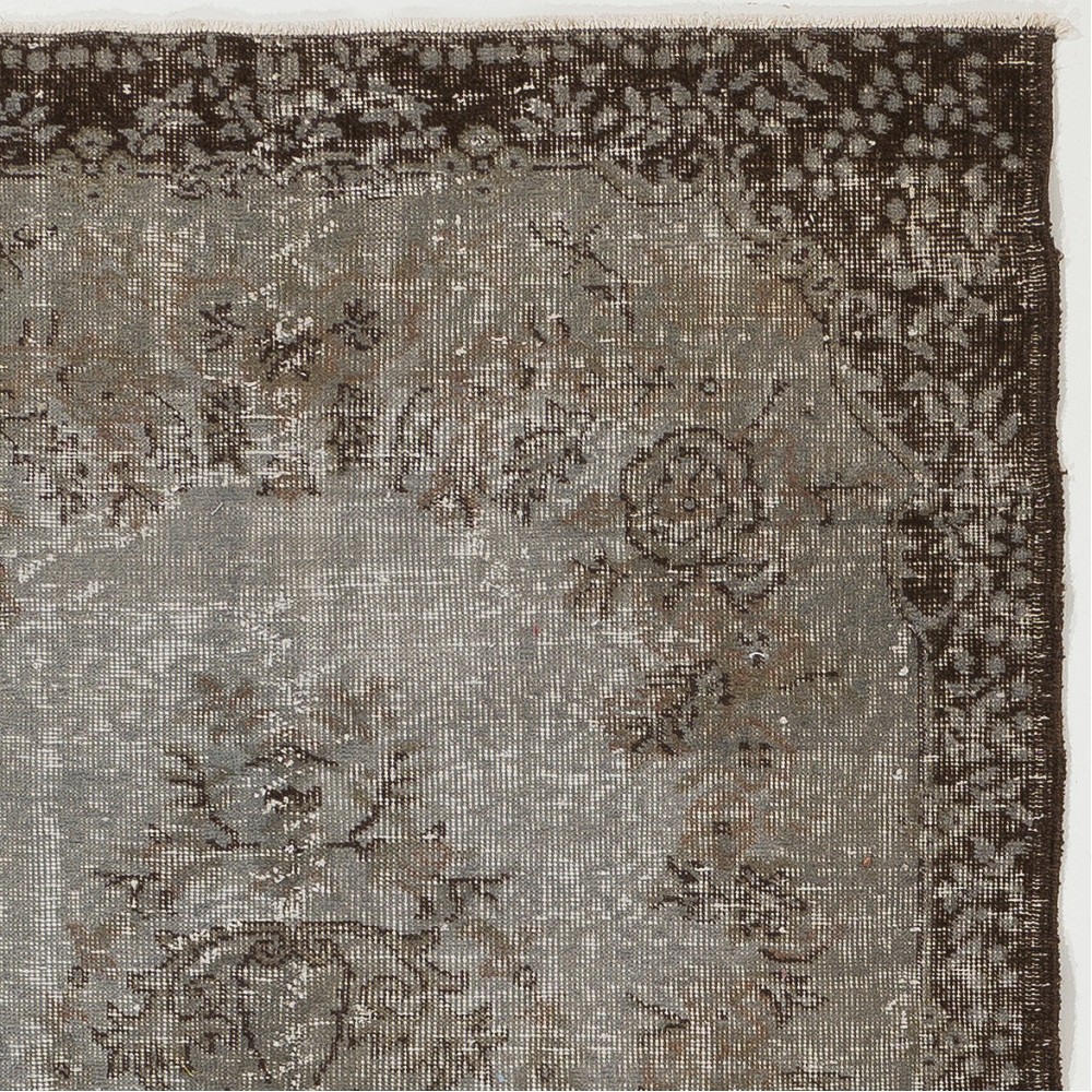 Modern Handmade Upcycled Turkish Rug in Gray Color