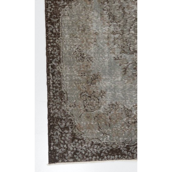 Gray Color OVERDYED Handmade Vintage Turkish Rug