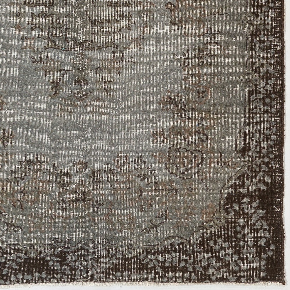 Modern Handmade Upcycled Turkish Rug in Gray Color