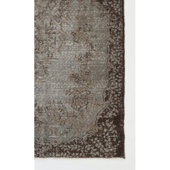 Gray Color OVERDYED Handmade Vintage Turkish Rug