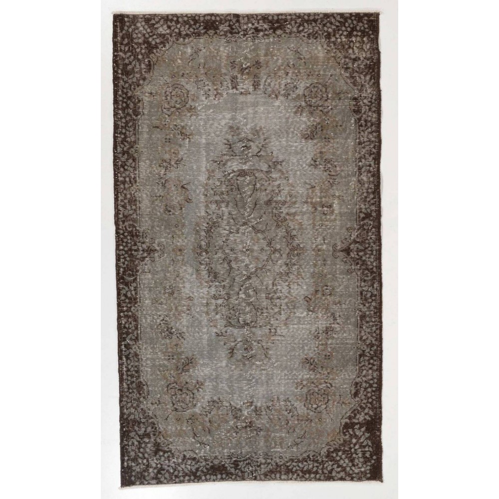 Modern Handmade Upcycled Turkish Rug in Gray Color