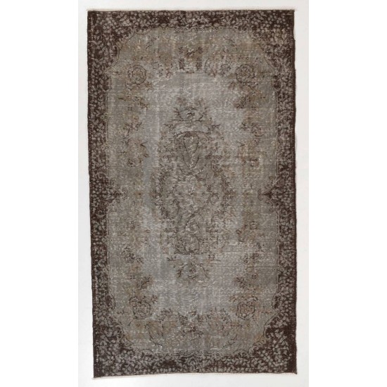 Gray Color OVERDYED Handmade Vintage Turkish Rug