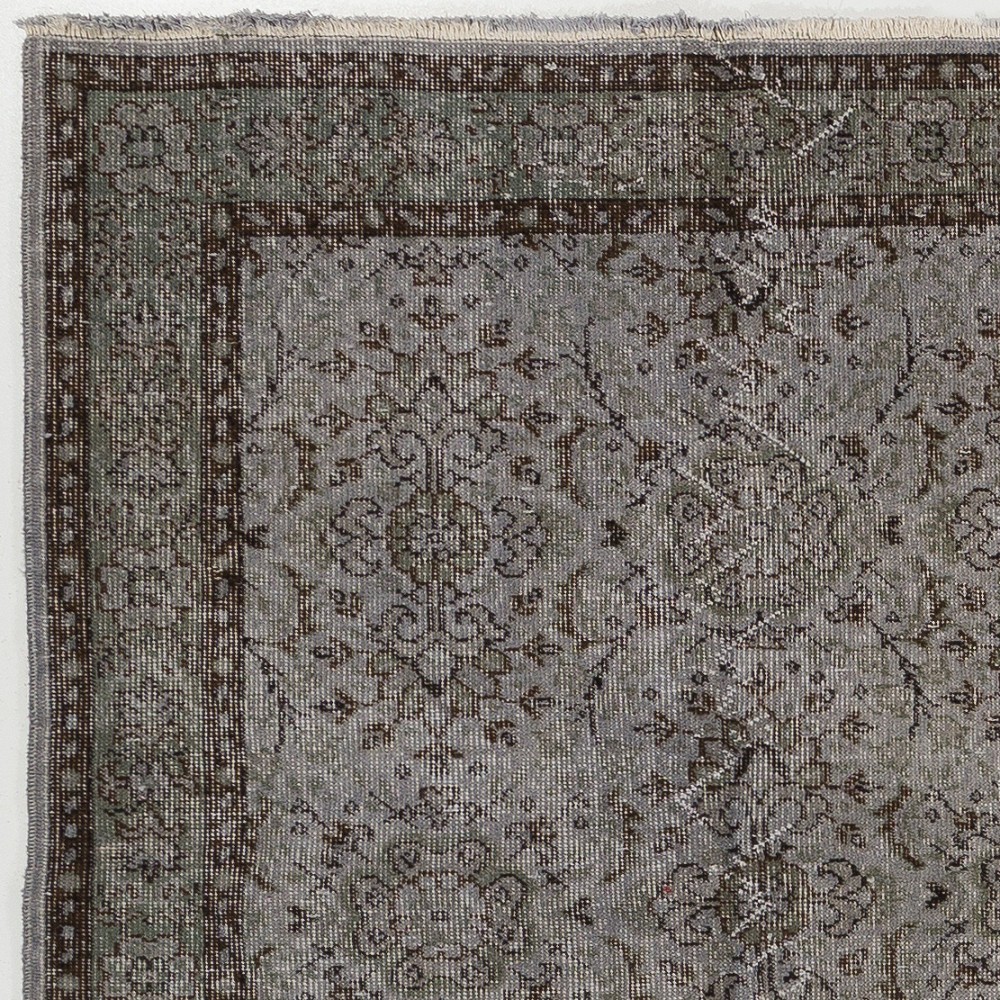 Modern Handmade Upcycled Turkish Rug in Gray Color
