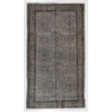Modern Handmade Upcycled Turkish Rug in Gray Color