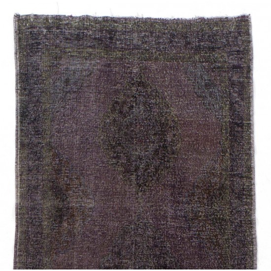 Hand-knotted Vintage Turkish Runner Rug Over-dyed in Gray for Hallway Decor Hand-knotted Vintage Turkish Runner Rug Over-dyed in Gray for Hallway Decor