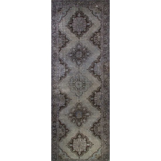 Gray Color OVERDYED Handmade Vintage Turkish Runner Gray Color OVERDYED Handmade Vintage Turkish Runner