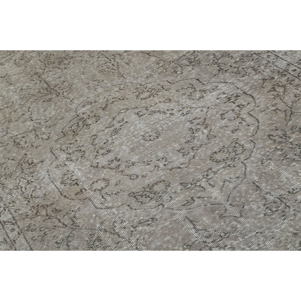 Modern Handmade Turkish Wool Area Rug Overdyed in Gray Color