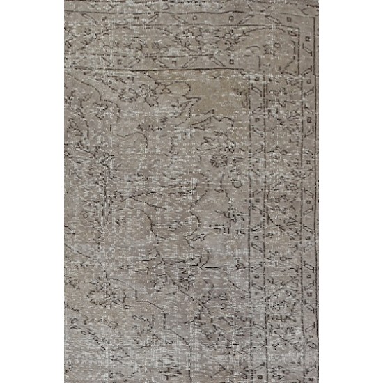 Vintage Garden Design HANDMADE Turkish rug Overdyed in Gray Color.