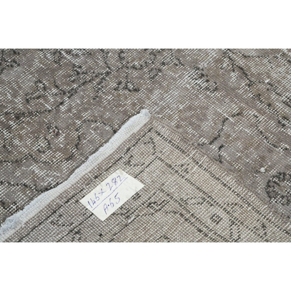 Modern Handmade Turkish Wool Area Rug Overdyed in Gray Color
