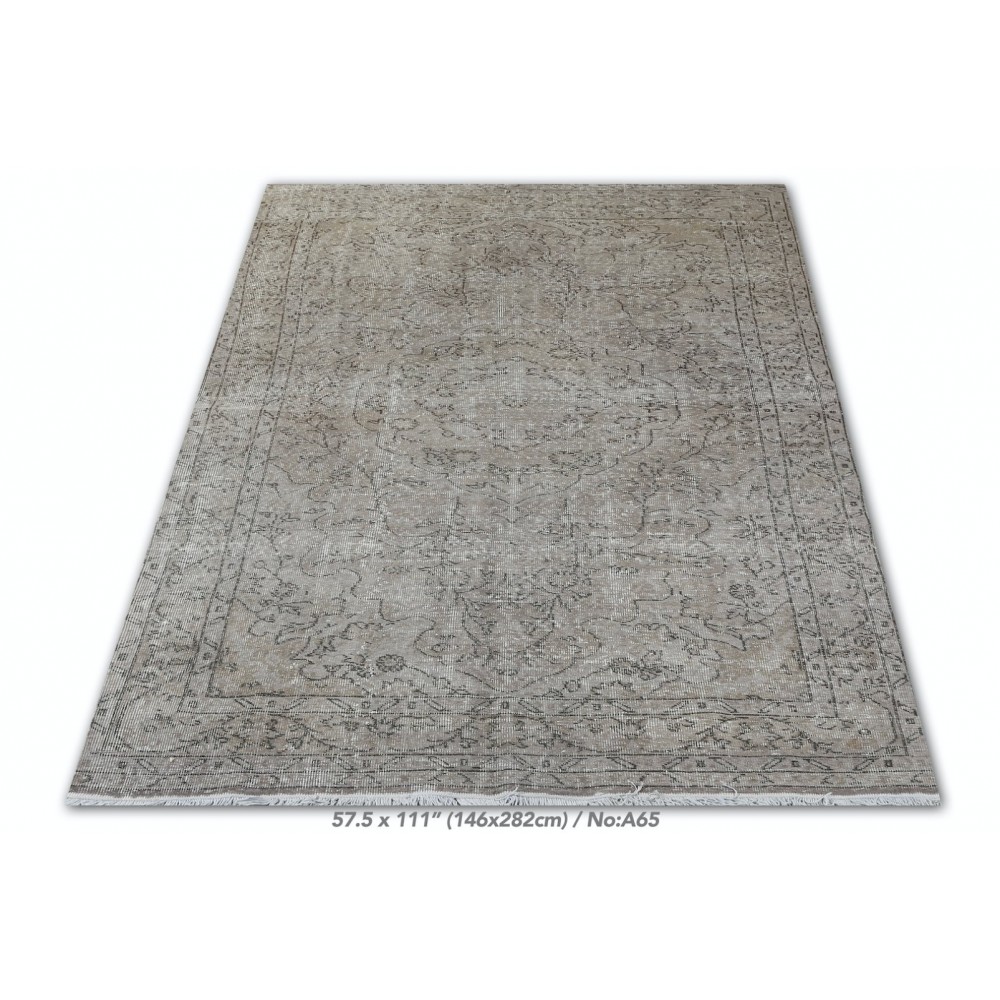 Modern Handmade Turkish Wool Area Rug Overdyed in Gray Color