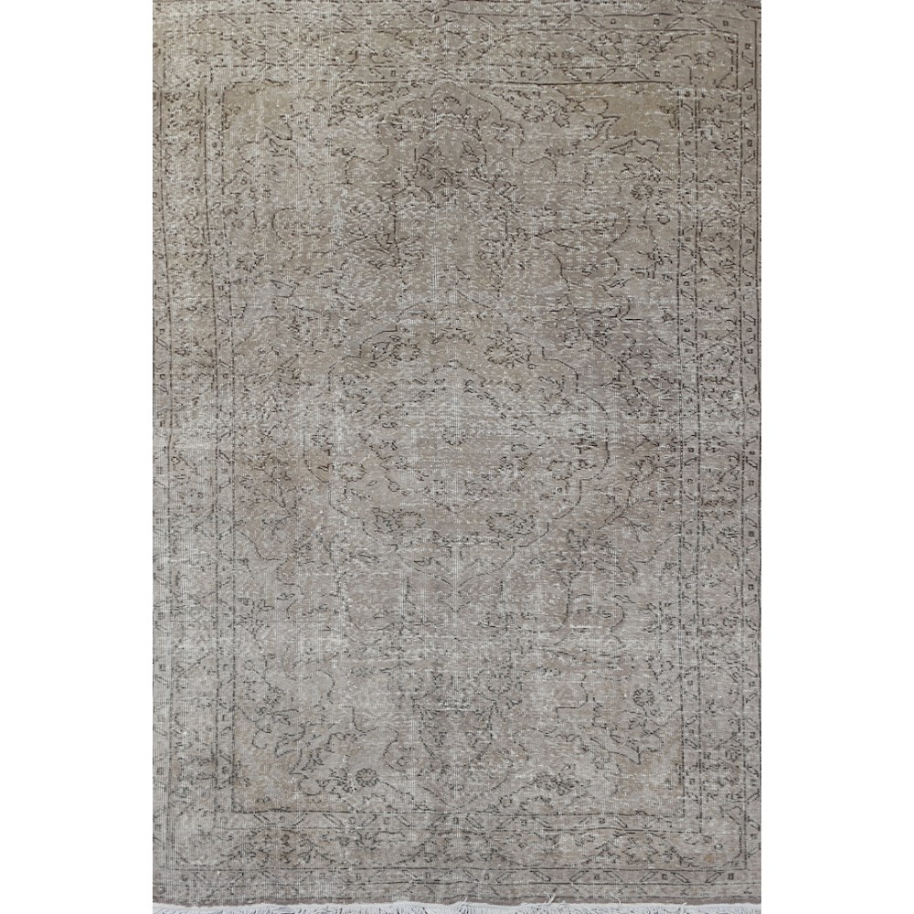 Modern Handmade Turkish Wool Area Rug Overdyed in Gray Color