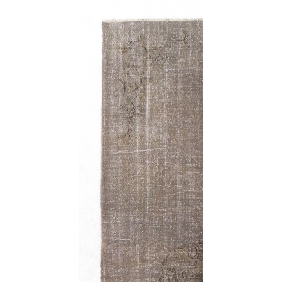 Distressed Vintage Handmade Turkish Rug Over-dyed in Gray Color. Woolen Floor Covering Distressed Vintage Handmade Turkish Rug Over-dyed in Gray Color. Woolen Floor Covering