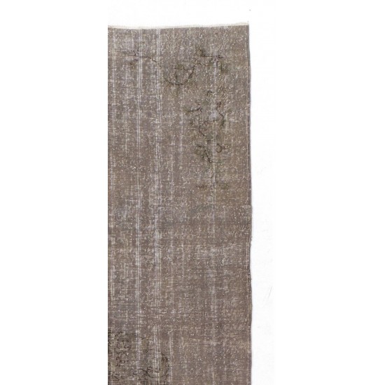 Distressed Vintage Handmade Turkish Rug Over-dyed in Gray Color. Woolen Floor Covering Distressed Vintage Handmade Turkish Rug Over-dyed in Gray Color. Woolen Floor Covering