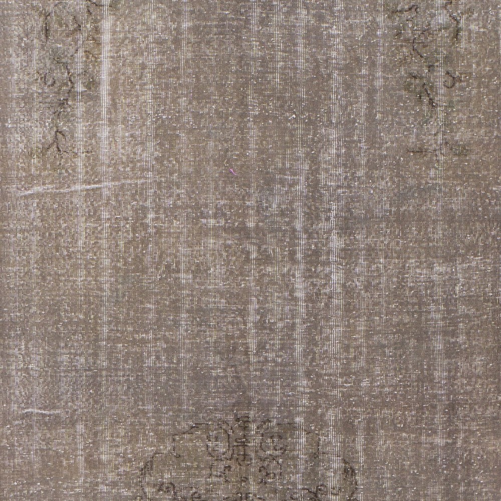 Distressed Vintage Handmade Turkish Rug Over-dyed in Gray Color. Woolen Floor Covering