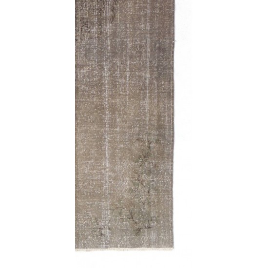 Distressed Vintage Handmade Turkish Rug Over-dyed in Gray Color. Woolen Floor Covering Distressed Vintage Handmade Turkish Rug Over-dyed in Gray Color. Woolen Floor Covering