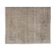 Distressed Vintage Handmade Turkish Rug Over-dyed in Gray Color. Woolen Floor Covering